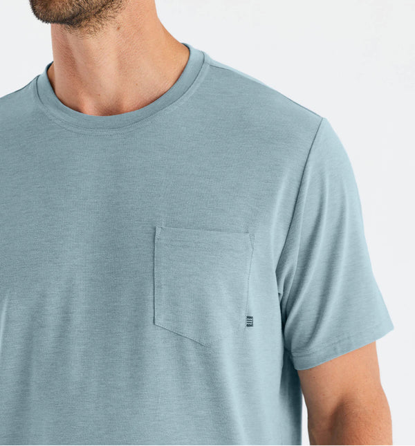 Men's Bamboo Flex Pocket Tee - Heather Tide