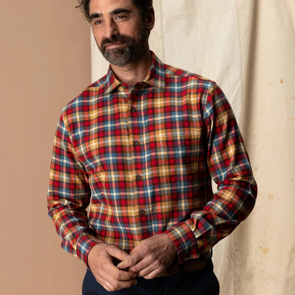 Cotton Flannel Sport Shirt - Pomegranate