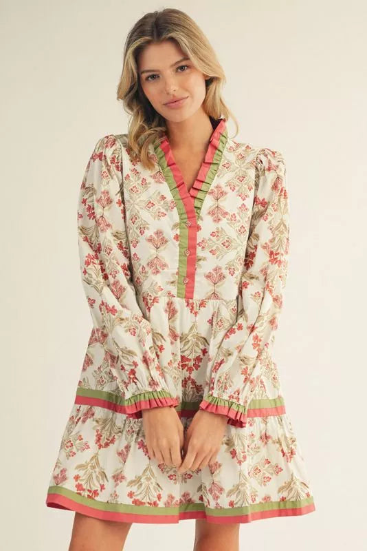 Marsala Floral Tiered Dress