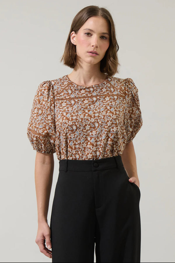Ramsey Ditsy Mawlin Puff Sleeve Blouse