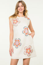 Sleeveless Floral Embroidered Dress