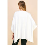 Sweater Cape/Poncho with Side Button - Off White