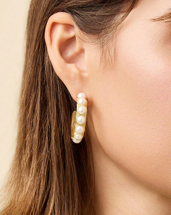 Anna Hoop Earrings Pearl
