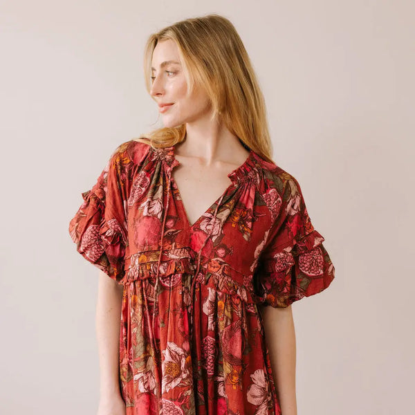 Pomegranate Floral Charlotte Dress
