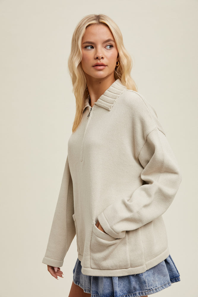 Half Zip Sweater Oyster