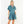 Blue Flower Pattern Short Dress