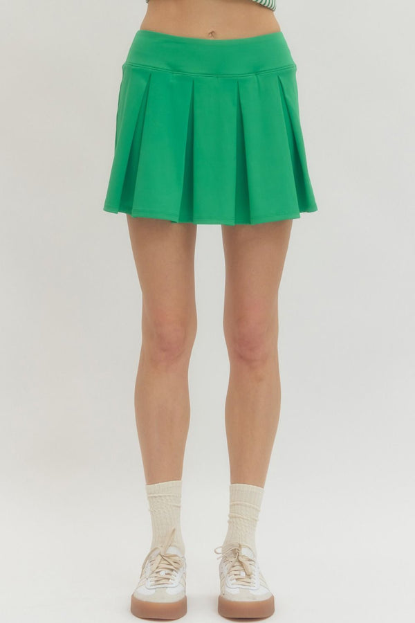 Green Pleated Skirt w Shorts Underlayer