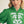 Short Kelly Green Puff Sleeves Shift Dress w Baroque Floral Applique
