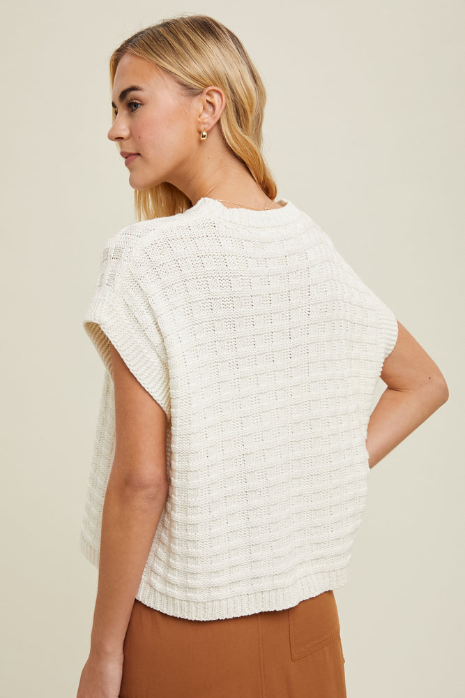 Boxy Sweater Top Off White