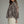 Brown & Ecru Long Puff Sleeve Top w Ruffle High Neckline