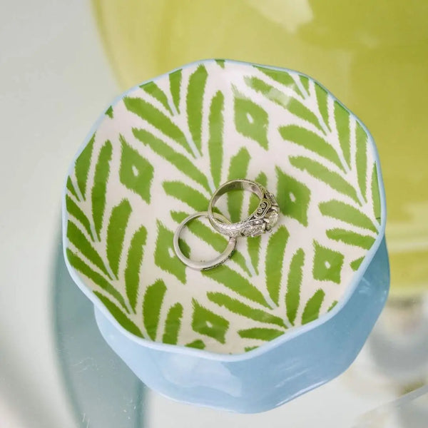 Petite Frond Green Ceramic Ring Dish