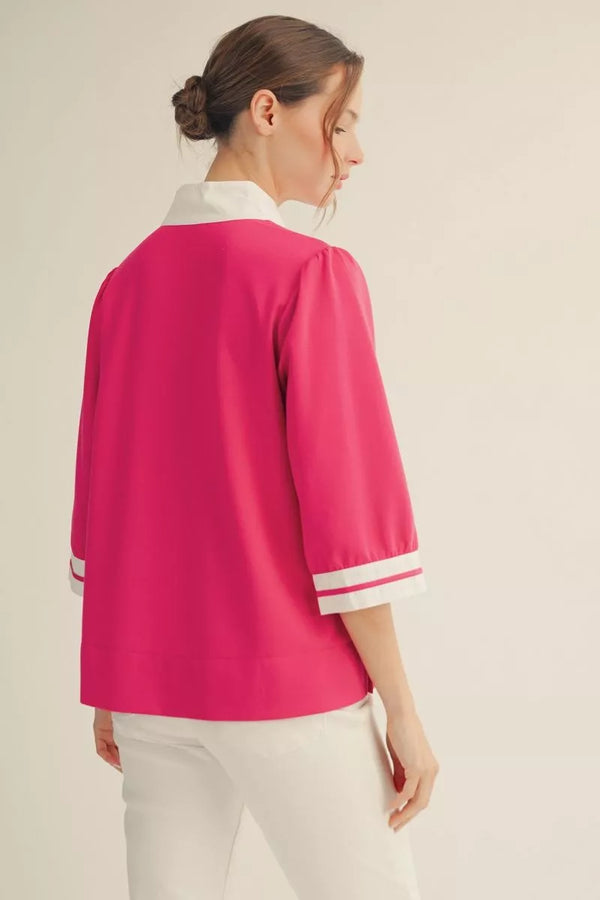 Fuchsia Solid Top with Color Contrast Accent