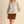 Cream Floral Lace Trim Button Up Top w Long Puff Sleeves