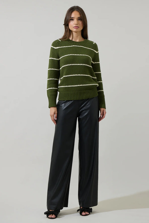 Tammy Stripe Long Sleeve Sweater Olive
