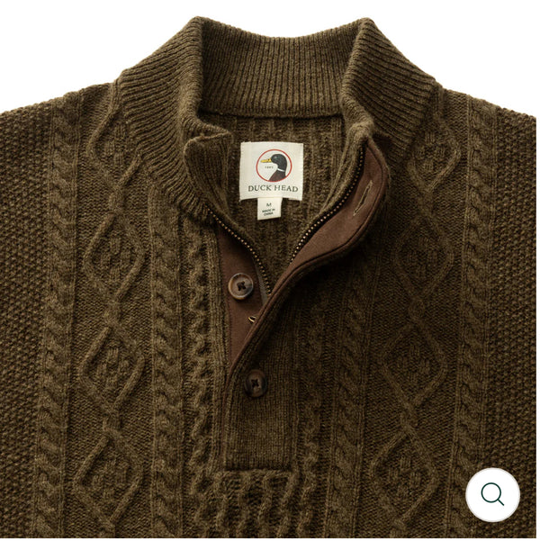 Haines 1/4 Zip Cable Knit Sweater Olive