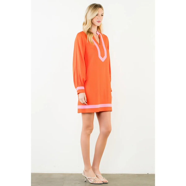 Long Sleeve Colorblocked Dress