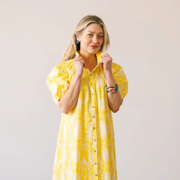 Citron Gilded Palm Oasis Dress