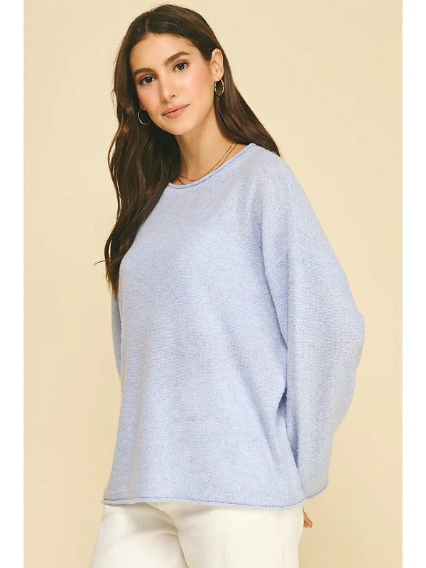 Light Blue Soft Textured Knit Sweater