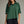 Green Short Sleeve Top w Split V-Neck & Contrast Stitch detail