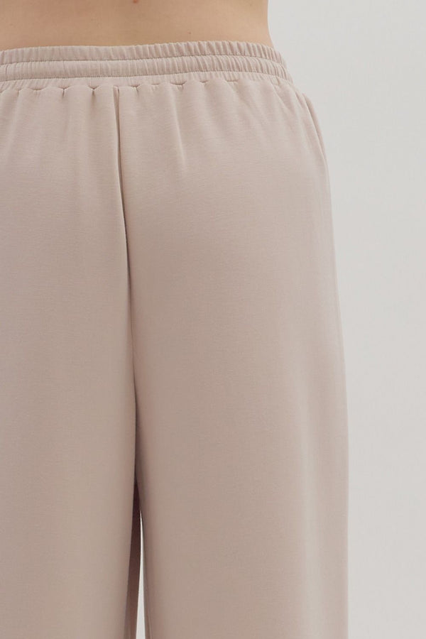Almond Wide-Leg Pants w Drawstring