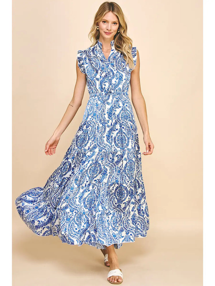 Paisley Maxi Dress - Blue