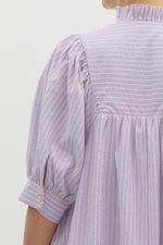 Pinstripe V-Neck Dress - Lavender