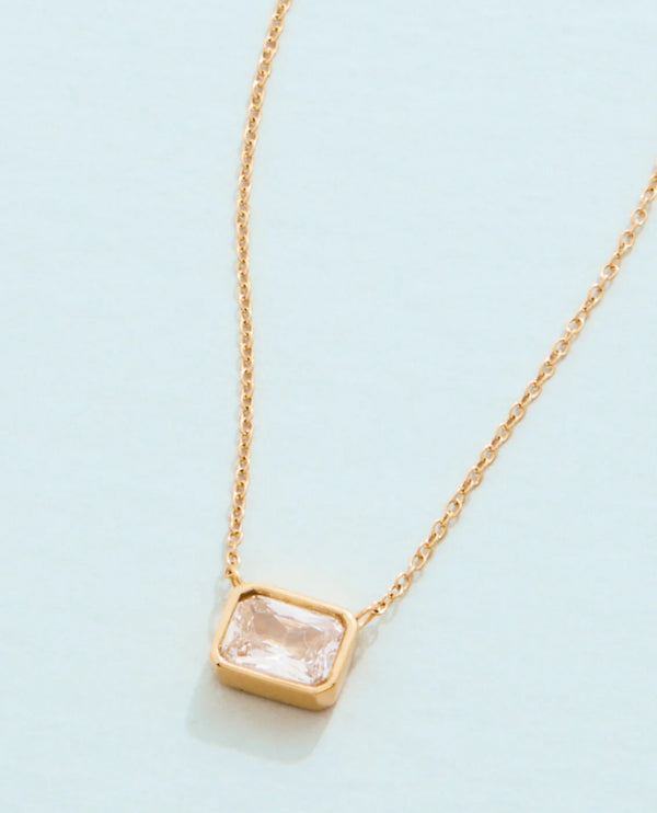 Columbia Square Necklace 16” Crystal