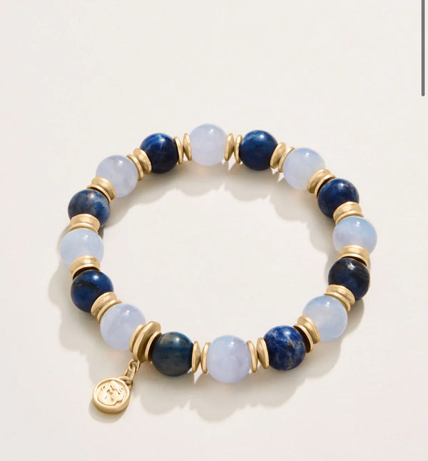 Grand Stone Stretch Bracelet 10mm Blue Multi