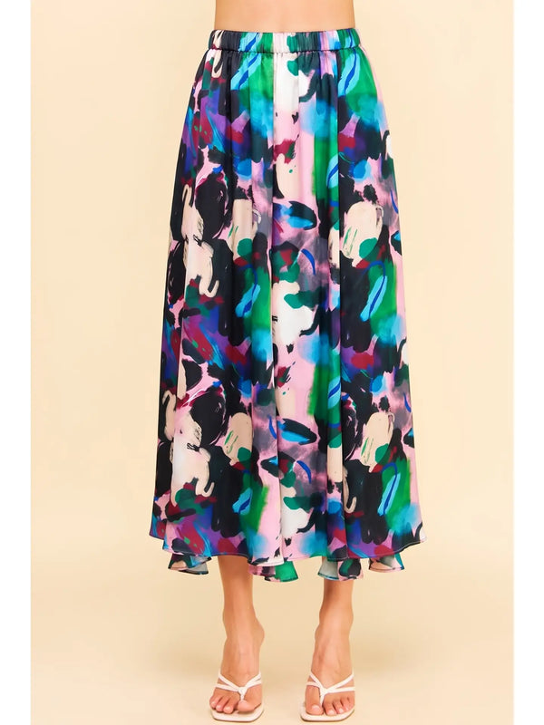 Multicolor Abstract Print Skirt