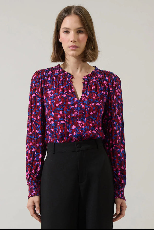 Turma Abstract Jania Smock Trim Top