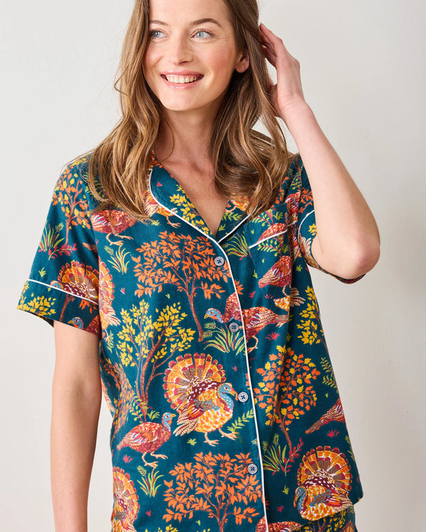 Lightweight Flannel Short PJ Set in Turkey Trot