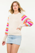 Rib It Pattern Sleeve Sweater