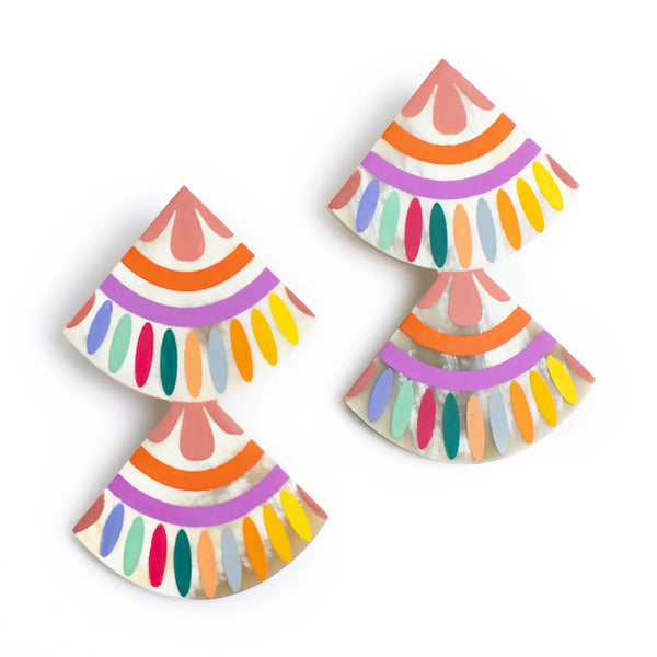 Rainbow Double Tile Earrings