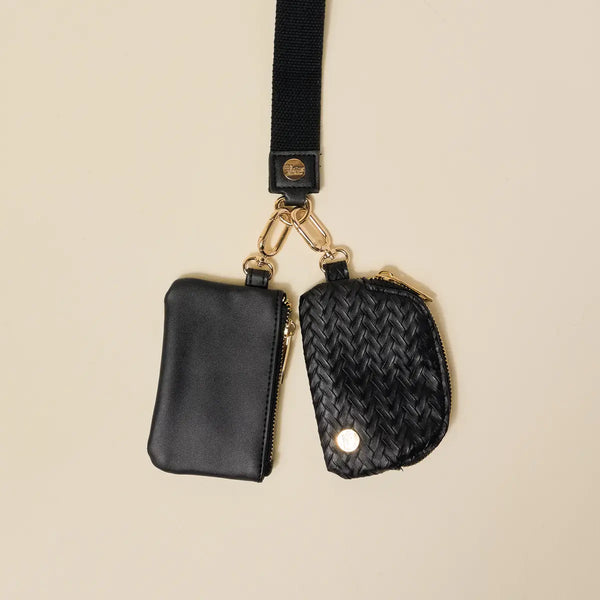 Dynamic Duo Pouch Luxe Wristlet–Black