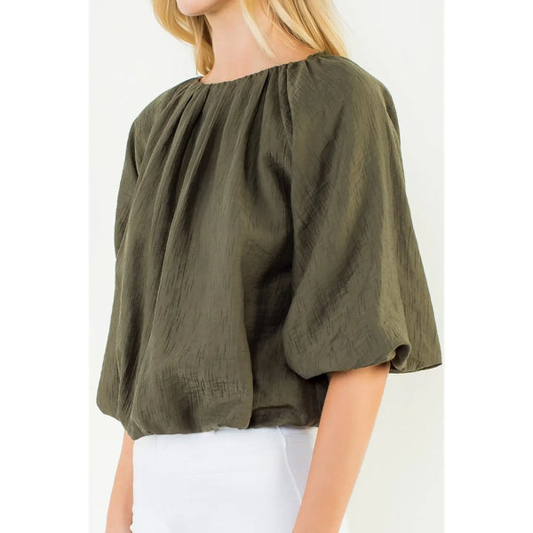 Short Sleeve Olive Loose Top