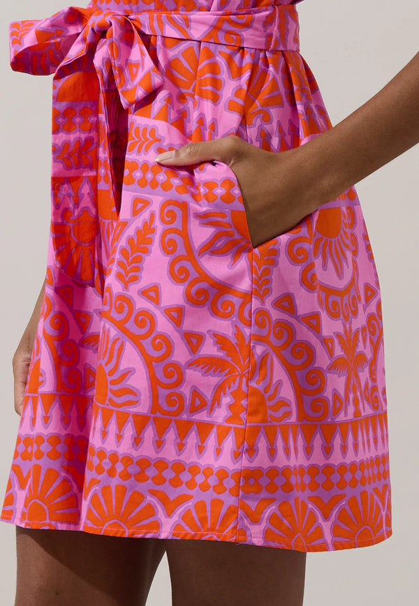Tarie Tropical Pink & Orange Ema Shift Mini Dress