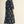 Puff Shoulder Black & Floral Midi Dress w Notched V Neck