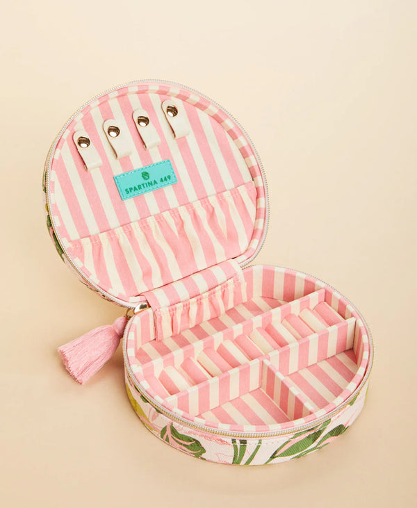Large Round Jewelry Travel Case Palm Paradise