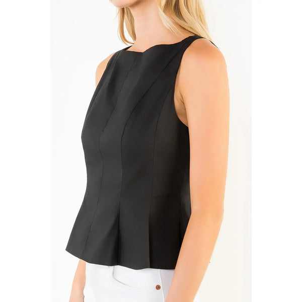 Sleeveless Black Peplum Top