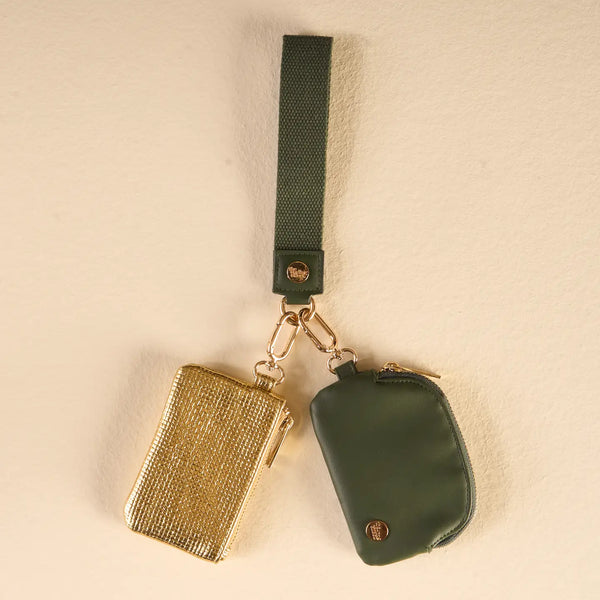 Dynamic Duo Pouch Luxe Wristlet-Evergreen Gold