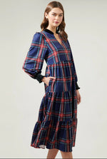 Lakeview Plaid Sherrill Maxi Dress Navy