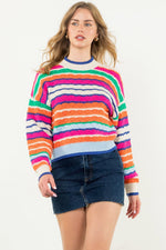 Long Sleeve Multi Color Knit Sweater