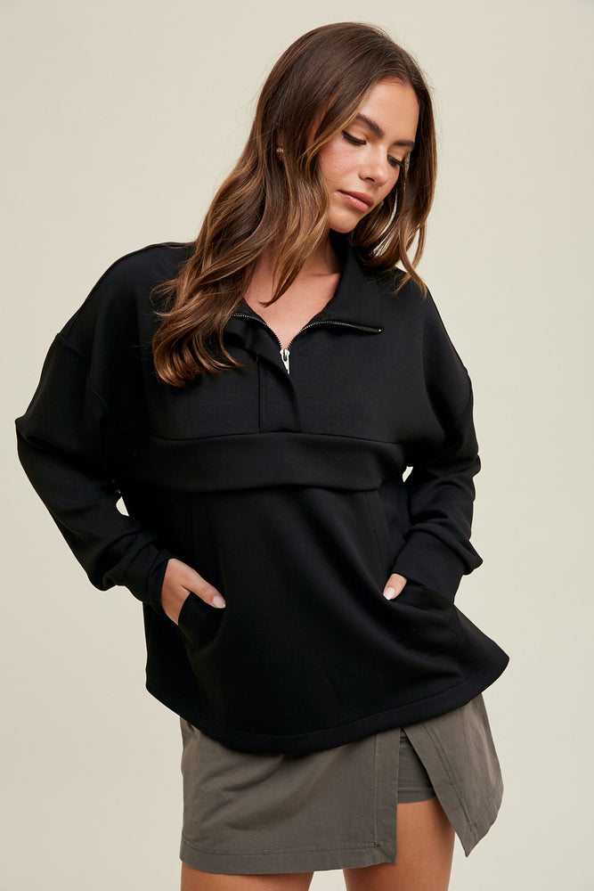 Scuba Zip Pullover Black