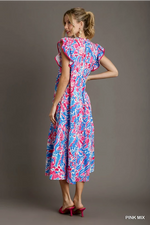 Abstract Print Tiered Midi Dress
