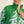 Kelly Green Baroque Floral Applique Shift Dress w Ruffled Neck