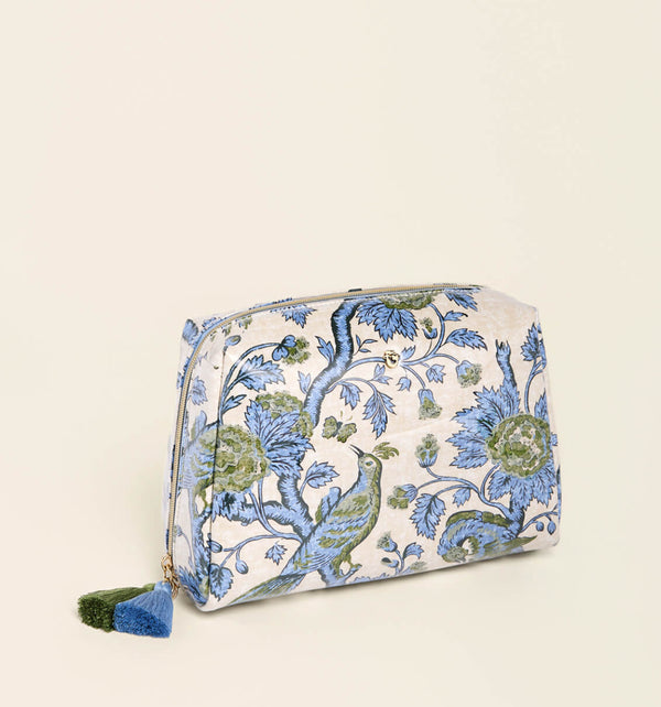 Large Cosmetic Pouch Japonica Bird Green