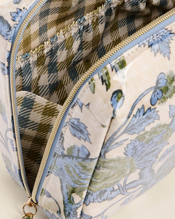 Large Cosmetic Pouch Japonica Bird Green