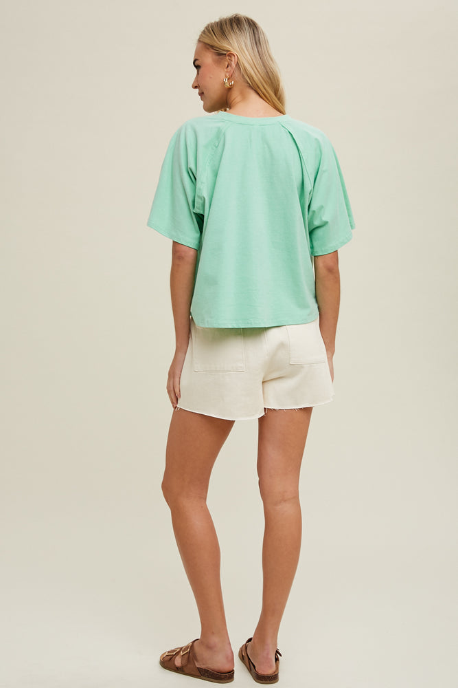 COTTON KNIT TOP : MINT