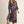 Navy Puff Sleeves Boho Floral Midi Dress