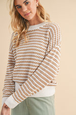 Stripe Crochet Sweater Taupe/ Off White